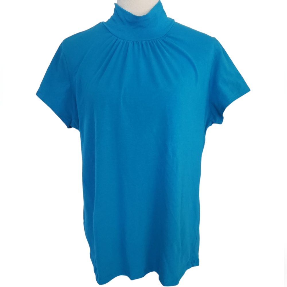 Caren Sport Blue Mock Neck Top Size 3X